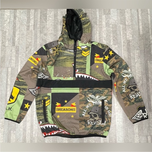 NWT Reason Clothing Military Print Half-Zip Pullover Anorak Size Medium - Picture 3 of 10